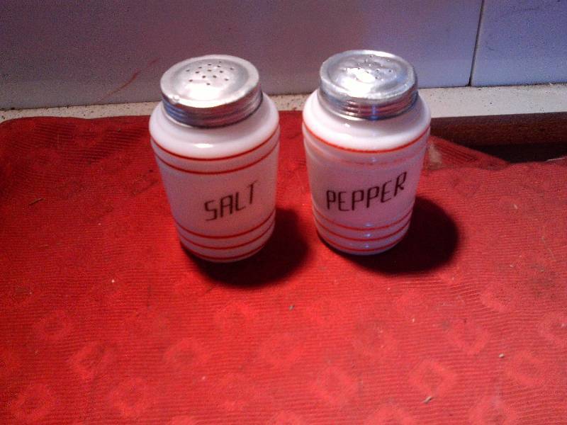 ANTIQUE MILK GLASS SALT AND PEPPERS