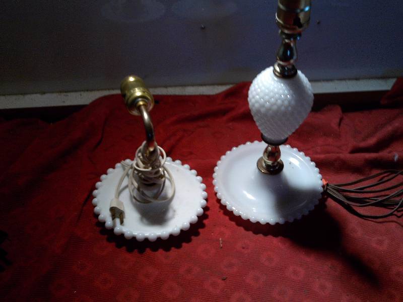 2 VINTAGE MILK HOUSE GLASS LAMPS