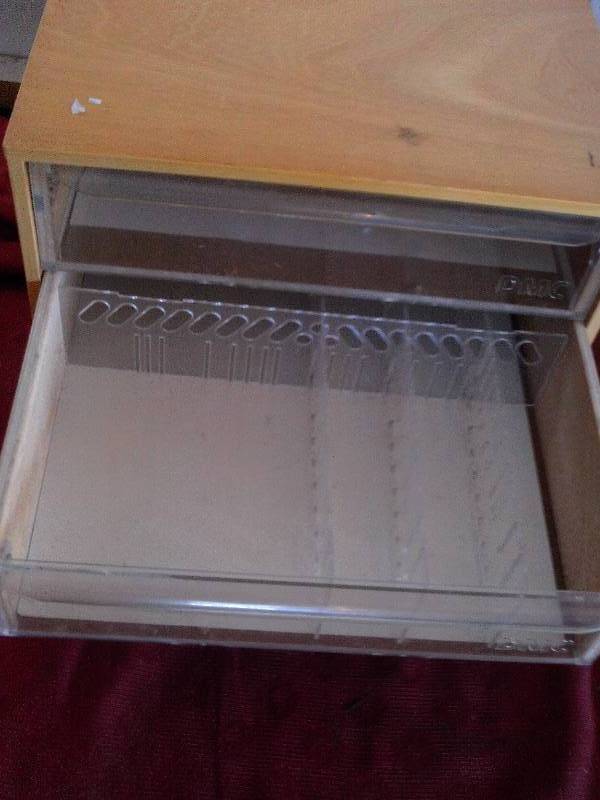 WOOD FRAMED BOX WITH DRAWERS