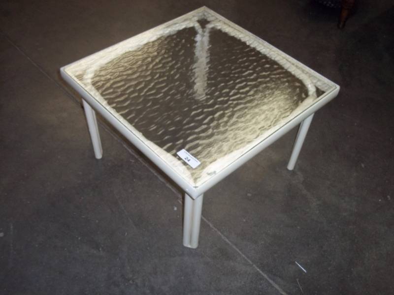lot 24 image: Glass top end table 24 x 24 x 16