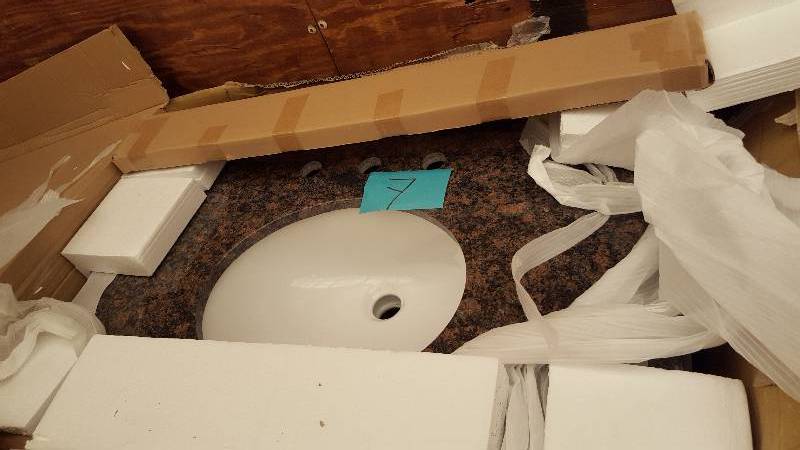 Home Decorators La Grange 32 in. Vanity in Glazed Sienna with Granite Vanity Top in Tan Brown New