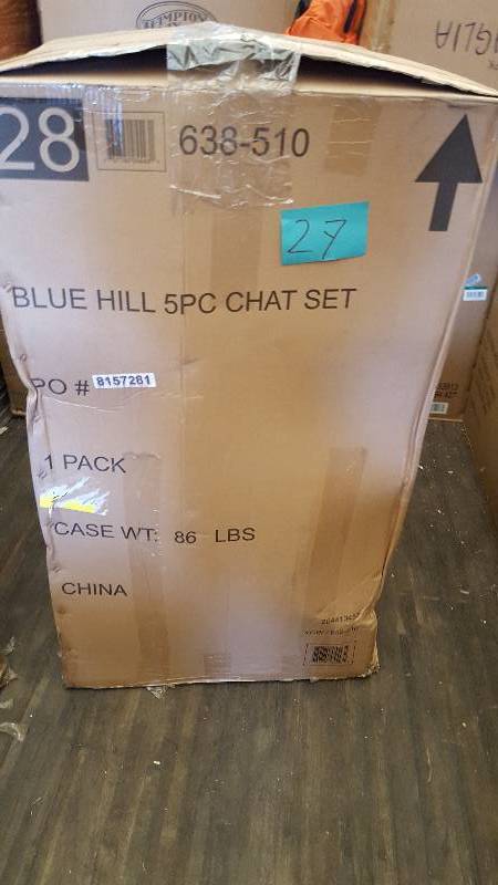 Blue Hill 5-Piece Patio Conversation Set with Blue Cushions