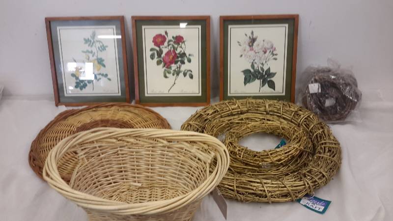 Wicker and framed prints
