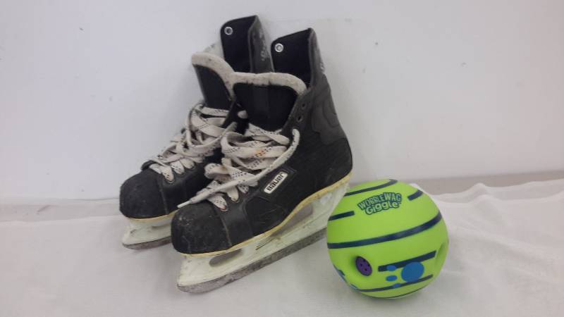 Bauer skates and new sound making dog toy