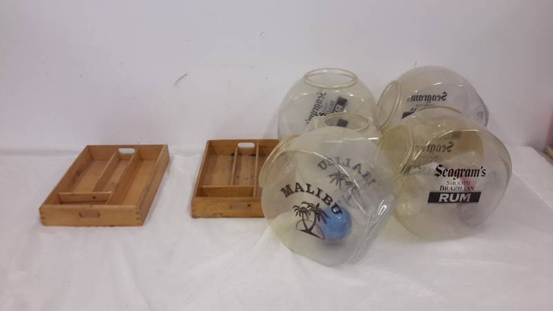 Wooden trays and plastic bins