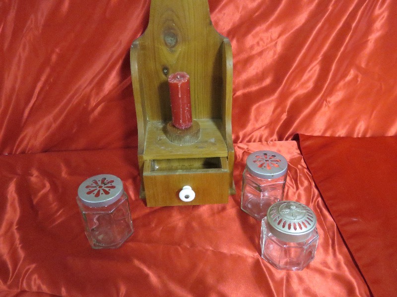 Candle holder, spice jars