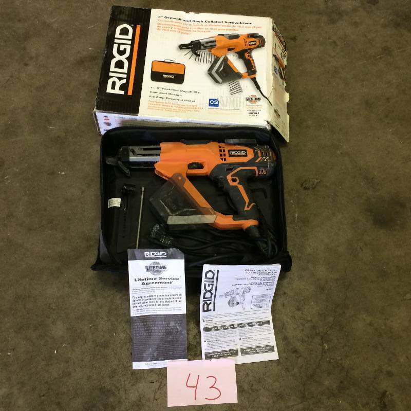 lot 43 image: Ridgid 3 in. Drywall and Deck Collated Screwdriver Model # R6791 Used
