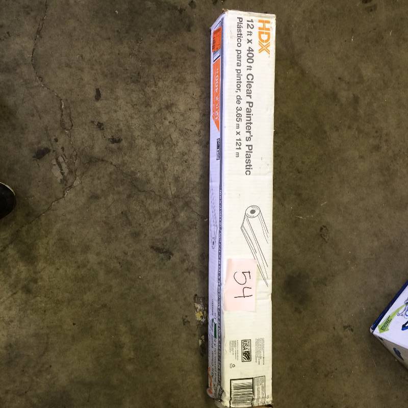 lot 54 image: HDX 12 ft. x 400 ft. 0.31 mil High Density Painters Plastic Sheeting New
