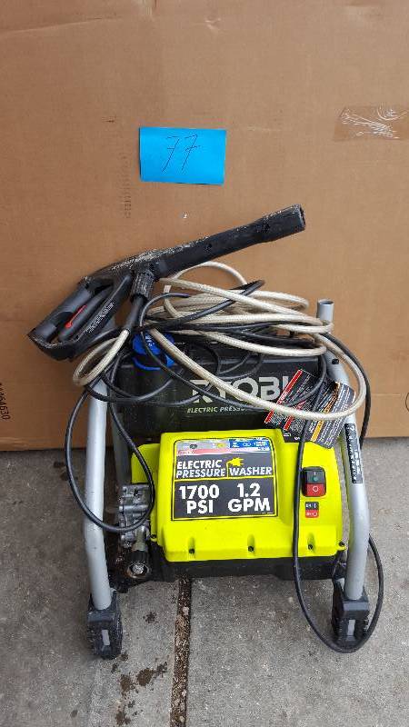 lot 77 image: Ryobi Preassure Washer used missing handle