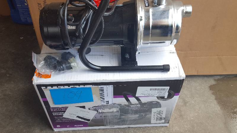 lot 109 image: Wayne 1 HP Stainless Steel Portable Sprinkler Pump