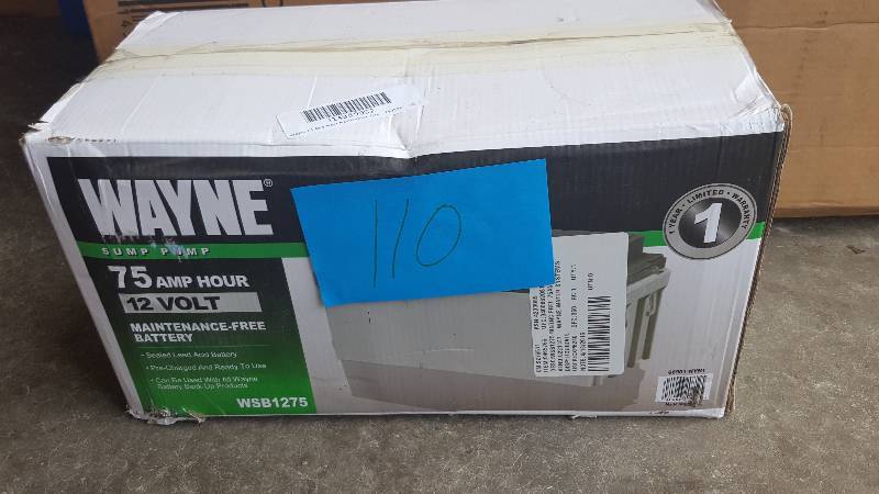 lot 111 image: Wayne 75 Amp Hour Maintenance-Free Battery New