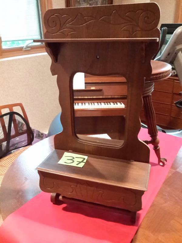 Walnut Shaving Station with Mirror and towel holder