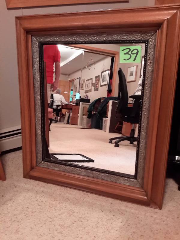 Oak Framed Mirror.. 34in x 30 in w