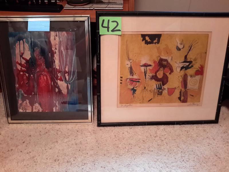 Yellow and Red in Black Frame.. Print.. Lee Chesney DELEGATION Fantasy Under Sea.. 1983..