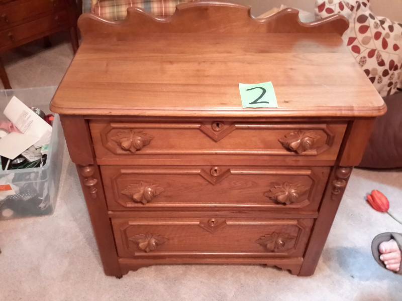 Walnut Washstand with Decorative Norwegian Knobs