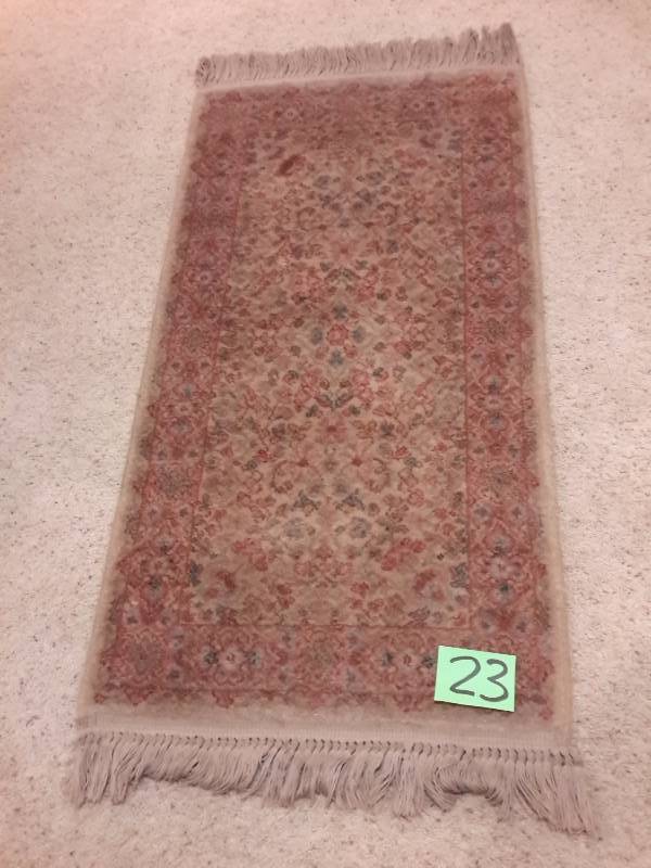 Ivory and rose and blue Couristan area rug