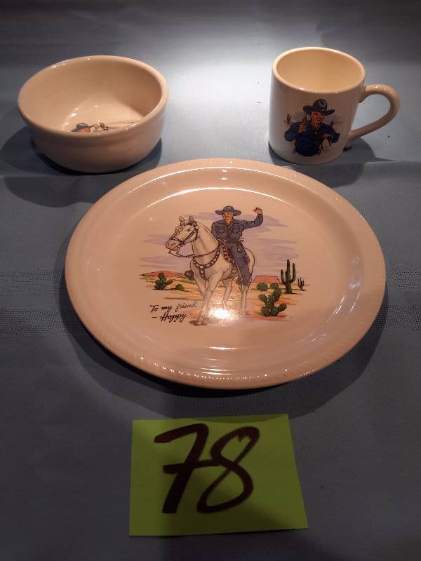 Hop A Long Cassidey plate, Bowl and cup..