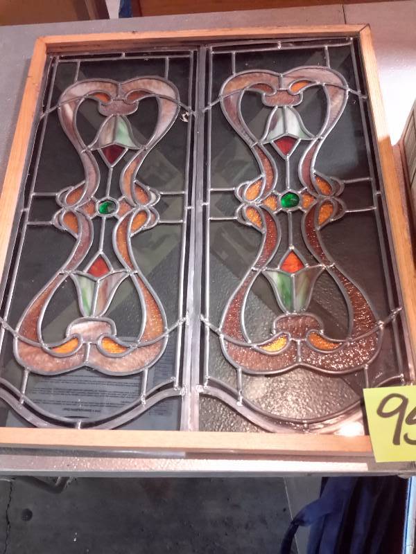 2 Stained glass panels..