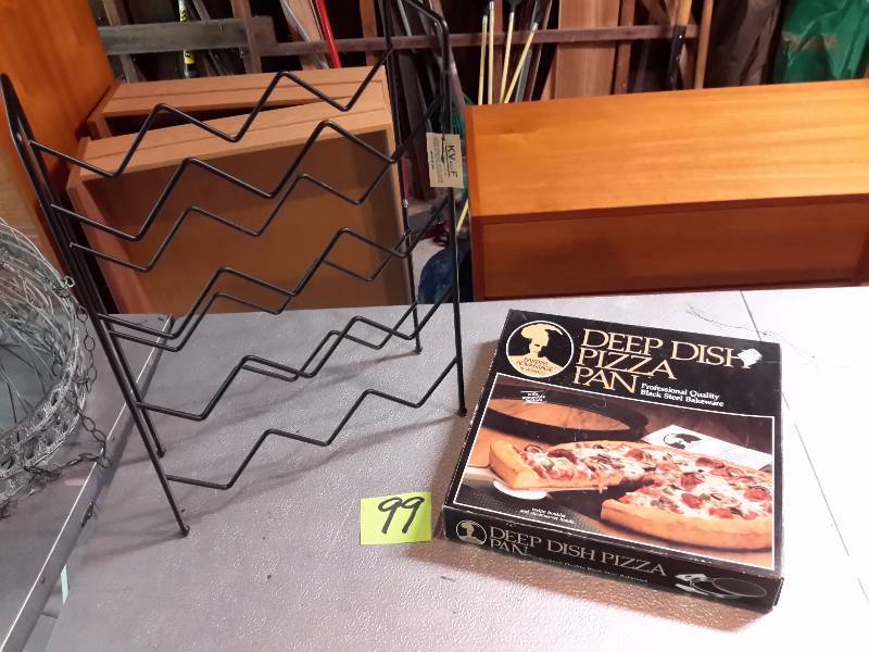 Deep Dish pizza pan, Never used  Wine Rack, new  zig Zag Style.. Hand Crafted KV and F metal products