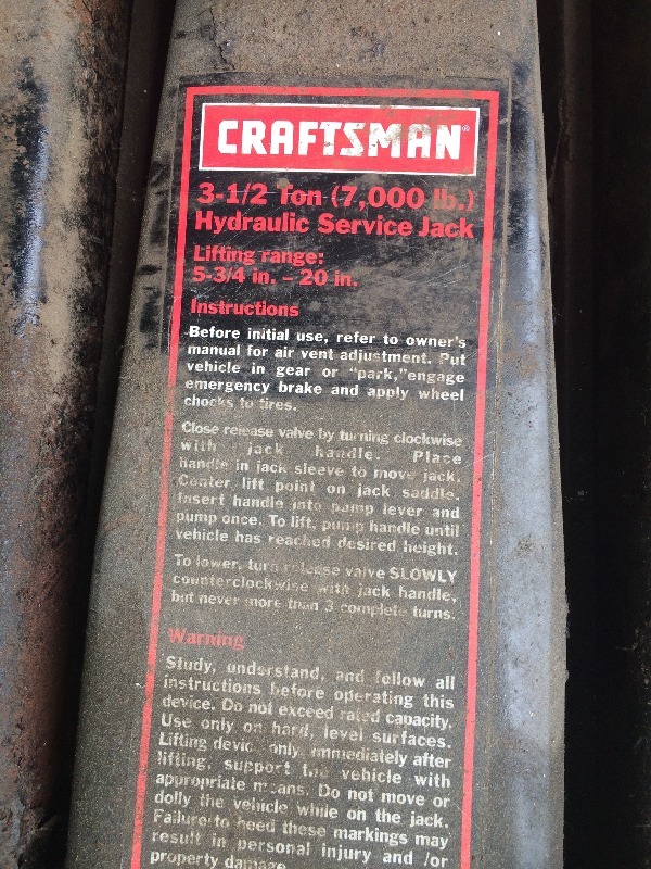 lot 42 image: Craftsman 3 12 ton floor jack - works