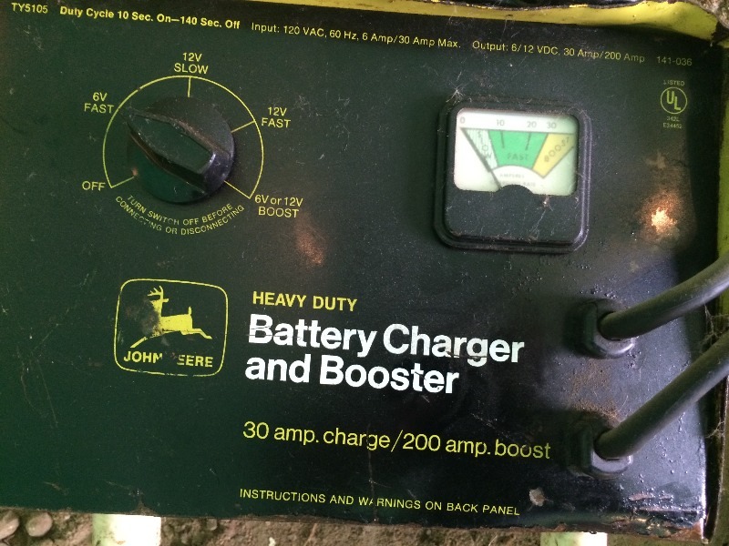 lot 54 image: John Deer Battery Charger  200 amp boost, 30 amp, 126 volt - works fine