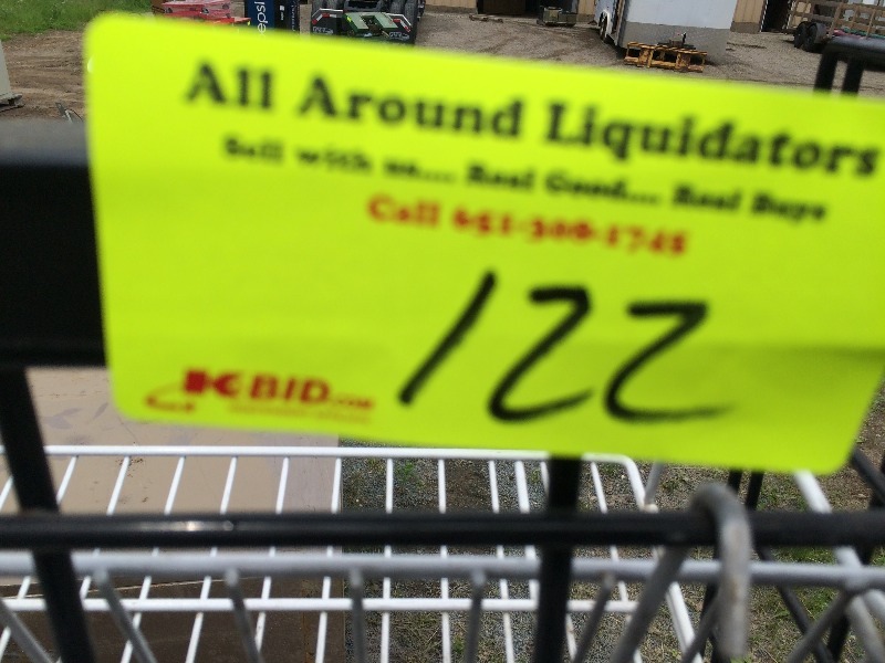 lot 122 image: Storage Rack with adjustable shelves  51 long x 18 wide x 56 high  with casters