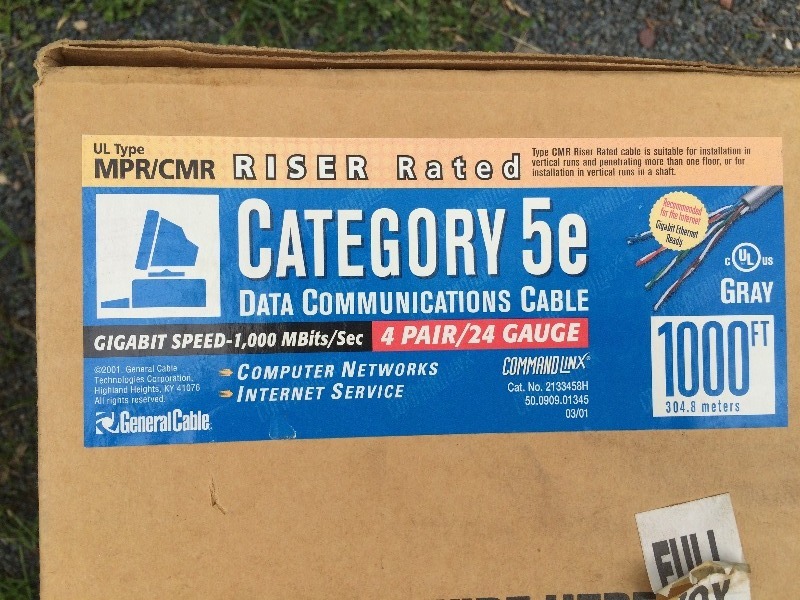 lot 142 image: Cat 5e   4 pair  24 ga Cable - estimated at approx. 800