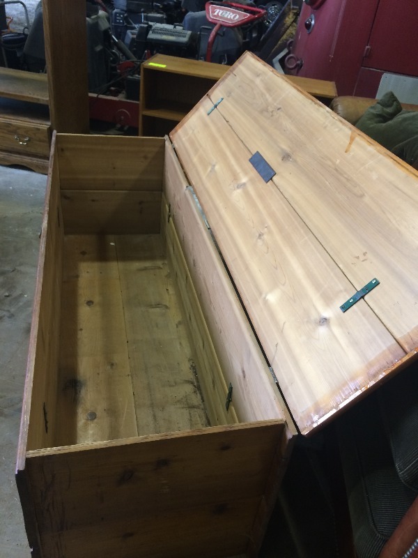 lot 172 image: Storage Unit  box - possible vintage and home made   measures 72 long x 22 deep x 24 high