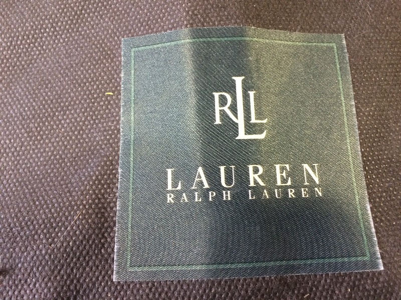 lot 178 image: Ralph Lauren Leather Couch, ottoman, pillows