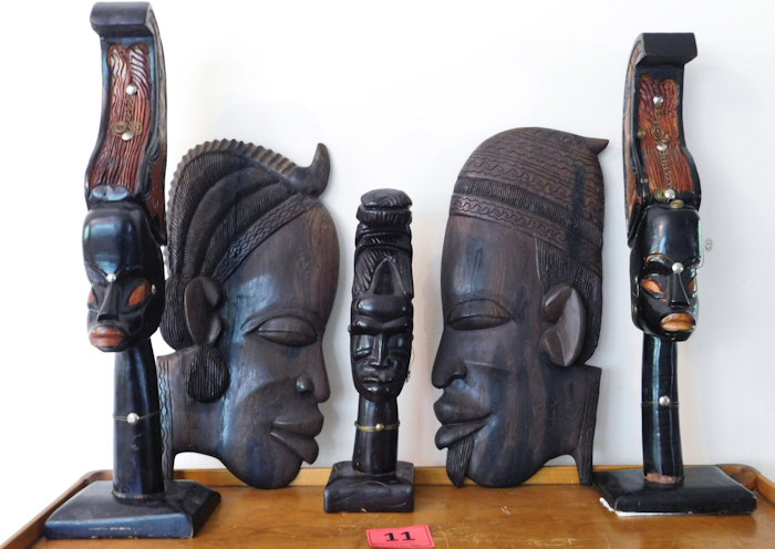 Vintage Haitian Mahogany African Carved Icons