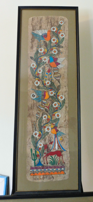 2 Framed Amate Bark Painting Native Ethnic Art