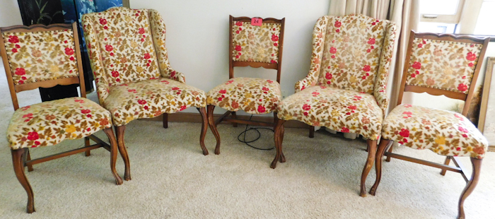 5 matching Mohair upholstery Dining Room Chairs