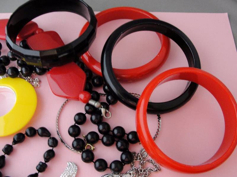 Red & Black Plastic MOD Jewelry