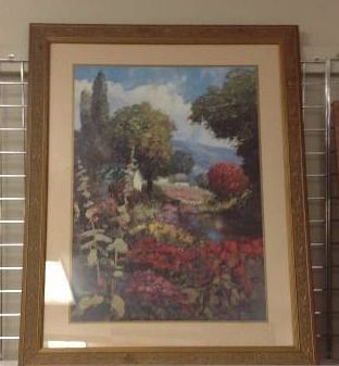 lot 17 image: Decorative print wall hanging - flowering countryside