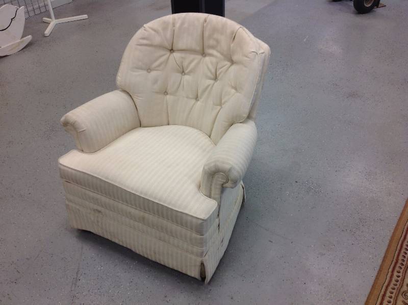 lot 19 image: Arm chair - white pinstripe