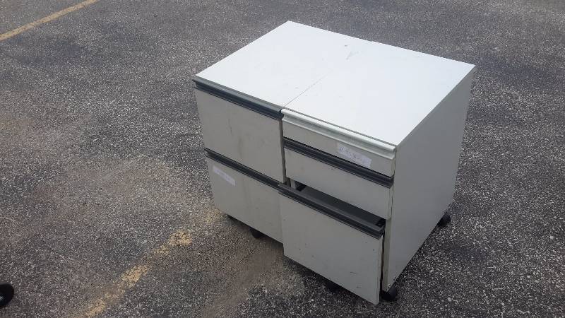 lot 27 image: Pair of file boxes with 2 drawers and Rolling Wheels
