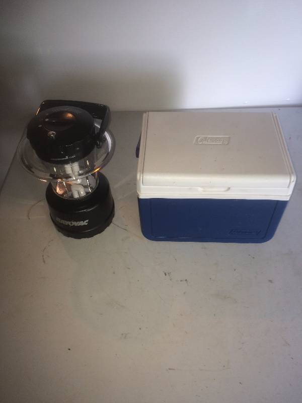 Colemen Cooler and lantern