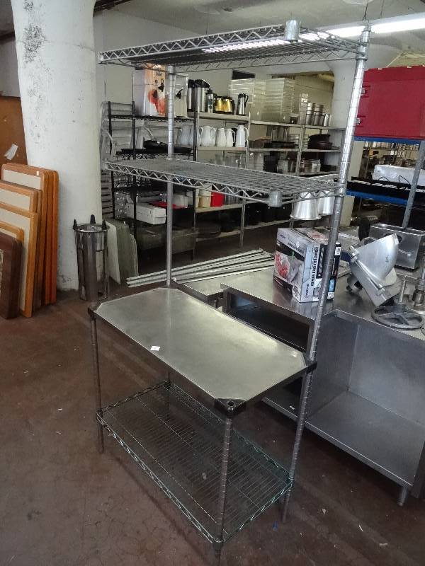 lot 340 image: Table & Shelf Unit