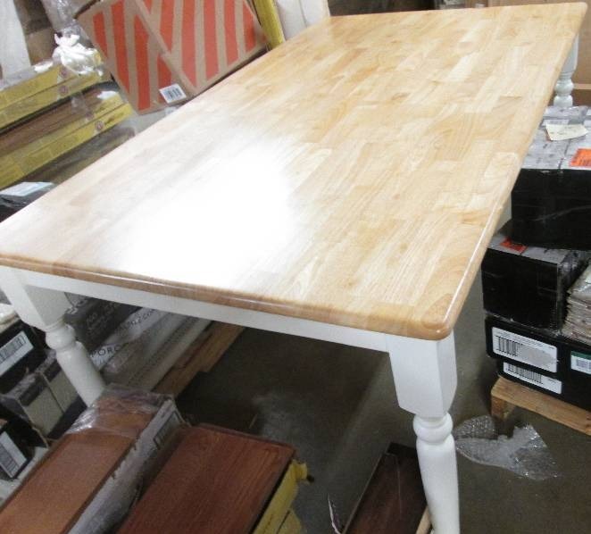 lot 23 image: Boraam WhiteNatural Farmhouse Tabl...