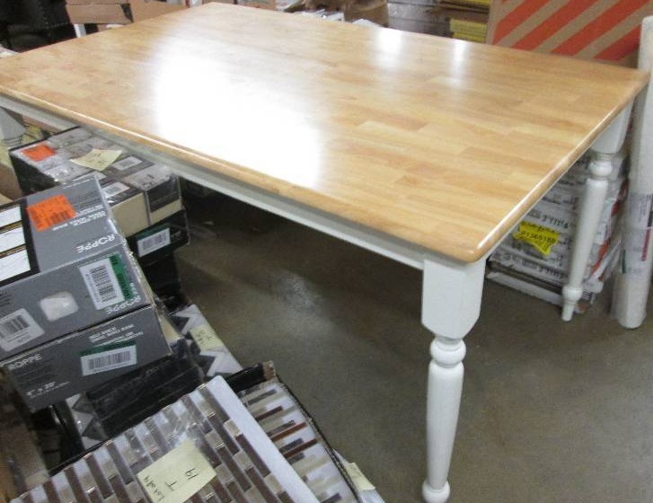 lot 24 image: Boraam WhiteNatural Farmhouse Tabl...