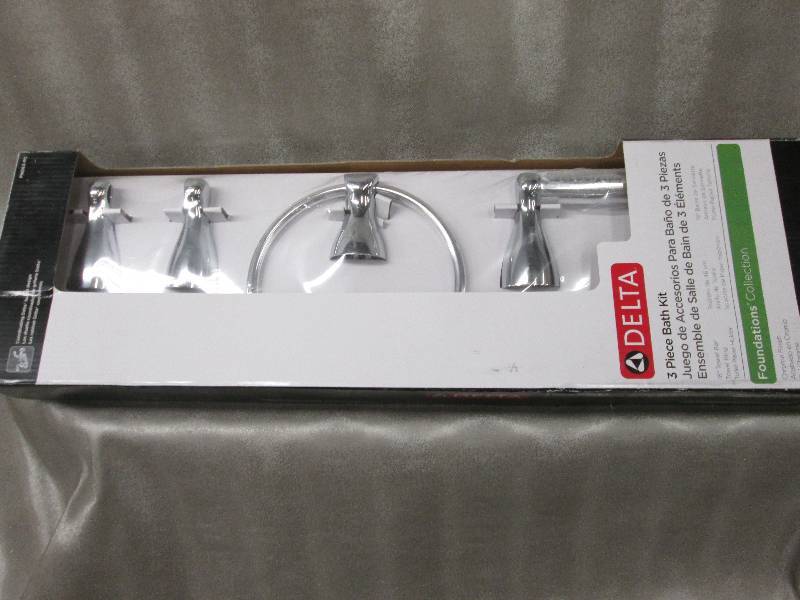 lot 134 image: Delta Foundations 3-Piece Bath Acce...