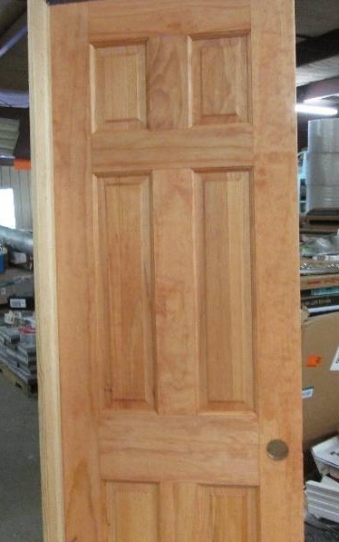lot 175 image: 24 x 80 inch solid wood 6 panel doo...