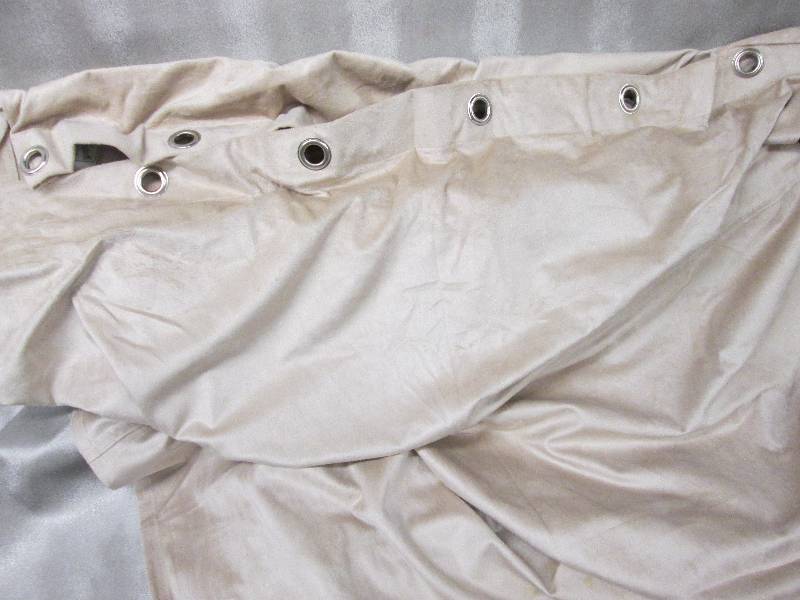 lot 334 image: Tan soft suede curtains...