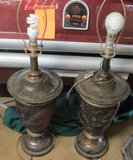 lot 346 image: Pair of Bronze colored lamps...