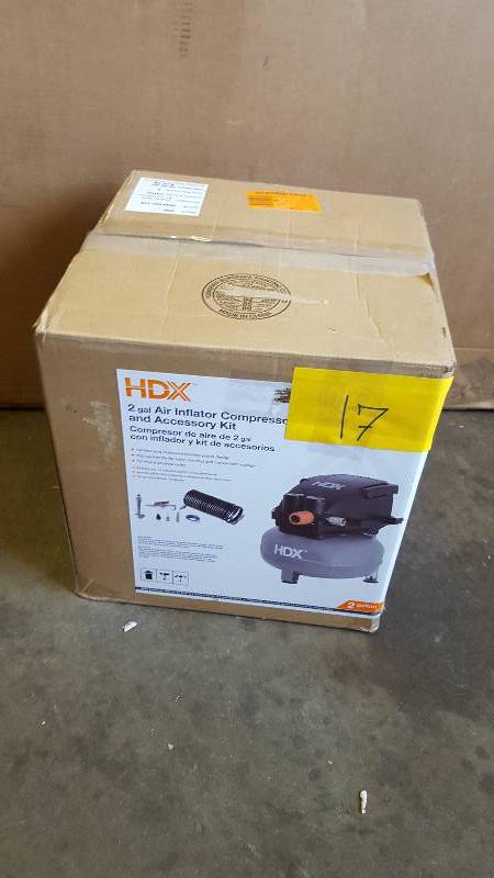 HDX 2Gal Air Inflator Compressor and Accesory Kit New