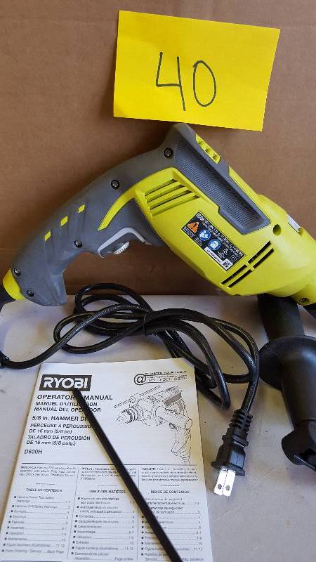 Ryobi 6.2 Amp 58 in. Variable Speed Reversible Hammer Drill New