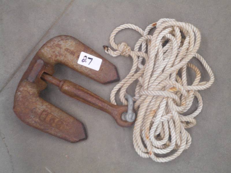 lot 27 image: 15# Boat Anchor With Rope ...