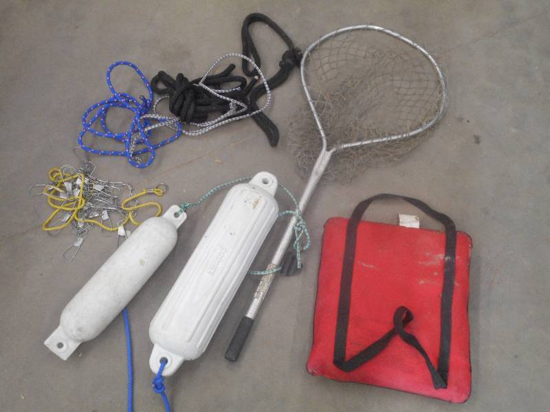 lot 30 image: Box Of Landing Net, Boat Bumpers, ...