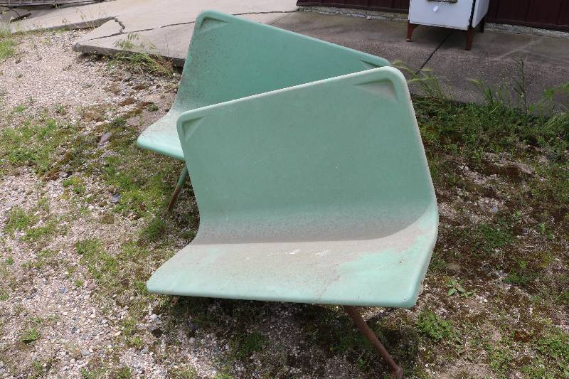 2 Fiberglass buss seats benches