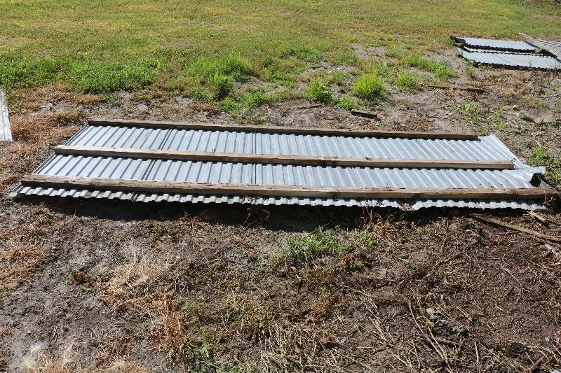 large panel with sections of corrugated tin